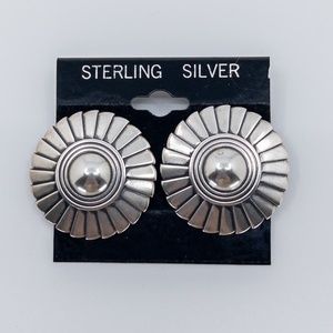 Sterling Silver Sunburst Round Post Earrings